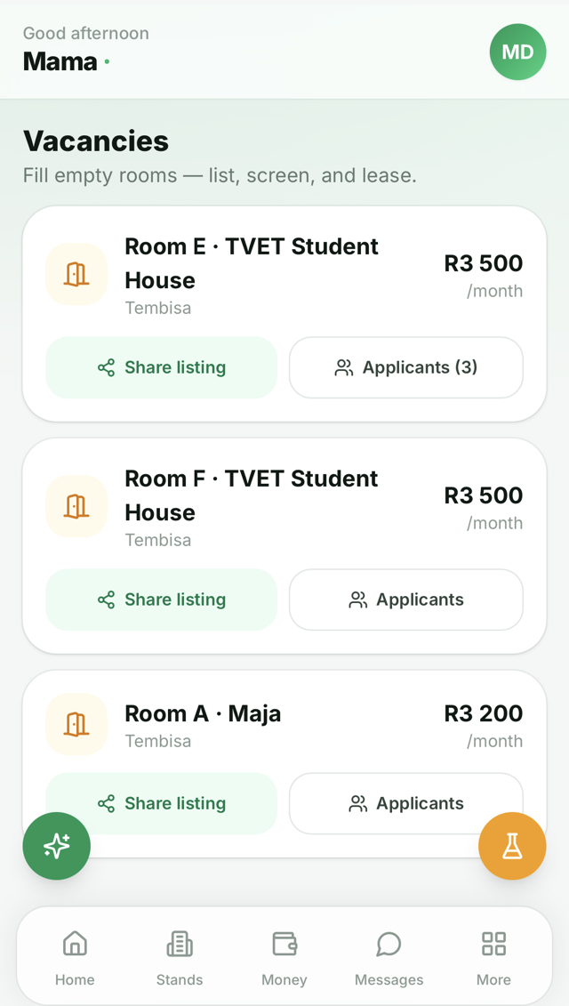 Vacancy listings on PropCloud
